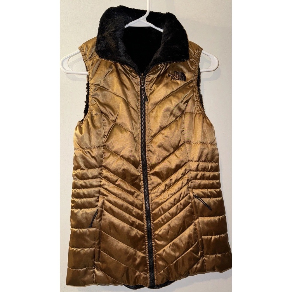 The North Face Quilted Vest Satin Faux Fur Reversible Gorpcore Copper Women's XS